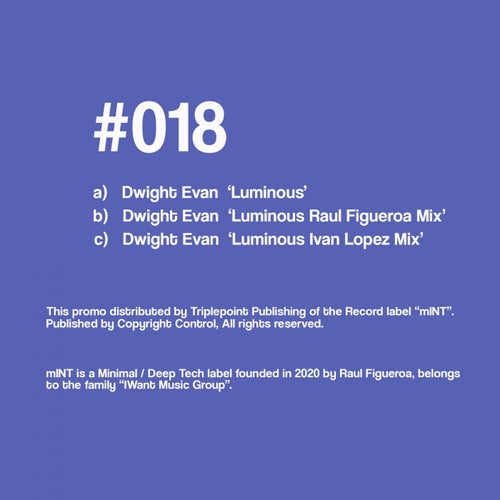 Dwight Evan – Luminous EP [MNT018]